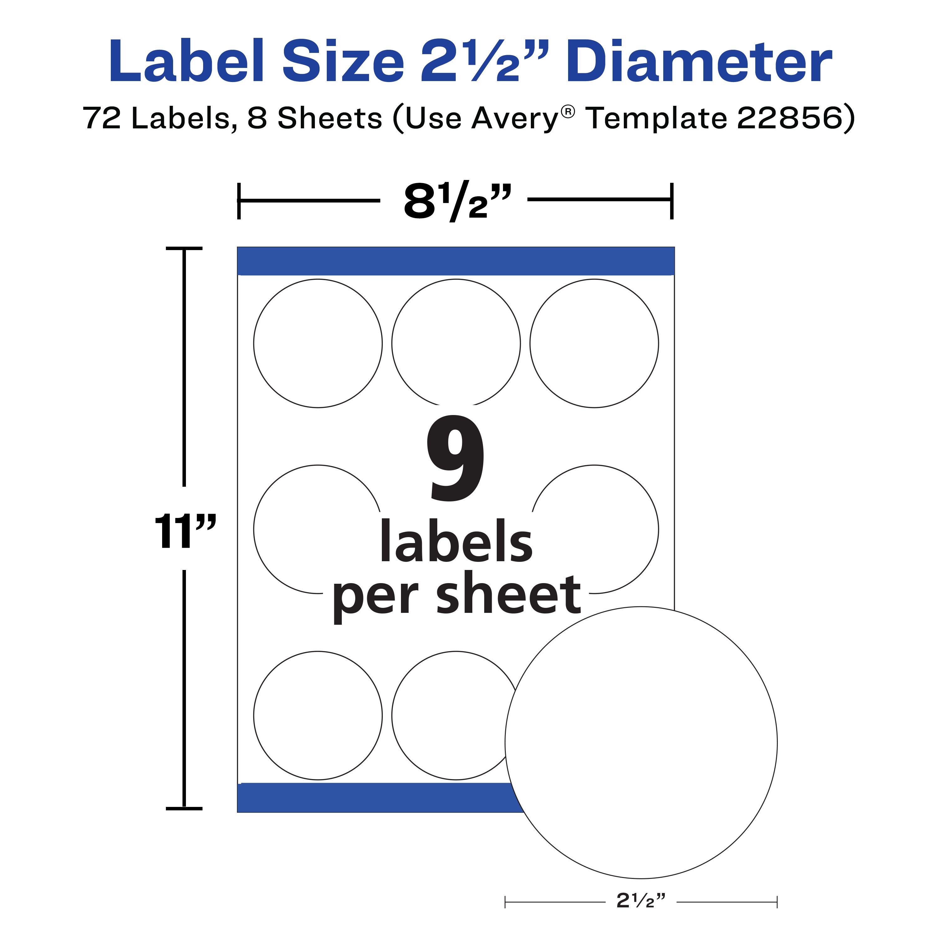 Waterproof Round Labels, 2-1/2